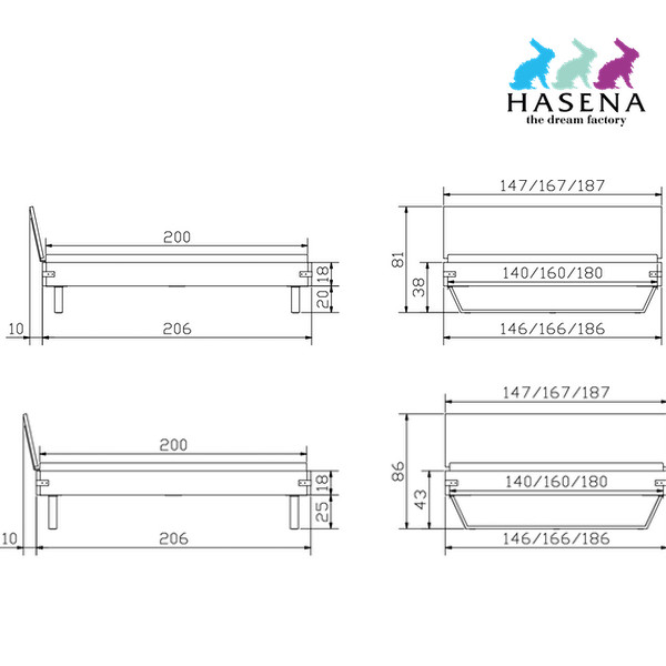 Hasena Ezzo Bettgestell Akazie massiv