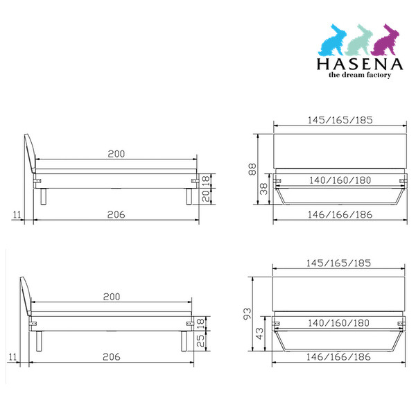 Hasena Lecona Bettgestell Akazie massiv
