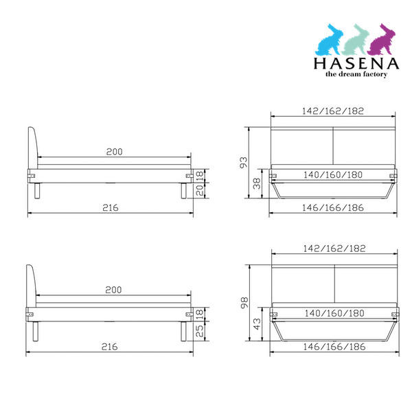 Hasena Ezzino Bettgestell Akazie massiv